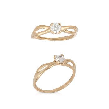 Anello solitario in oro rosa