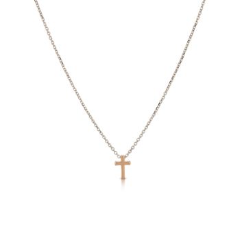 White and rose Cross necklace