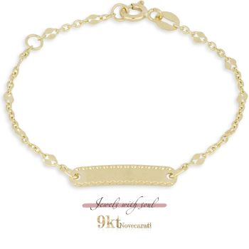 Bracciale 9kt con targa baby