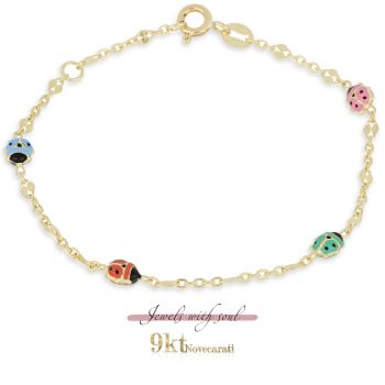 Bracciale 9kt con coccinelle