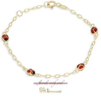 Bracciale 9kt con coccinelle