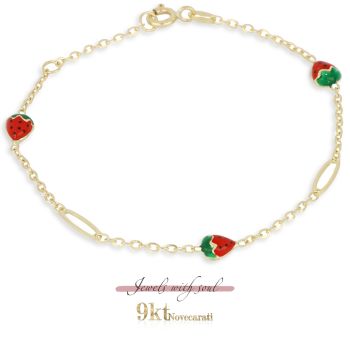 9kt gold strawberry bracelet