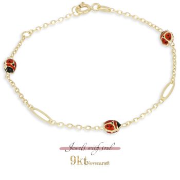 Bracciale 9kt con coccinelle