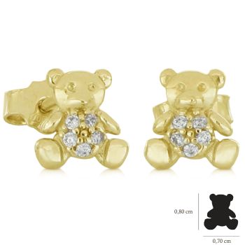 Zirconed bear earrings