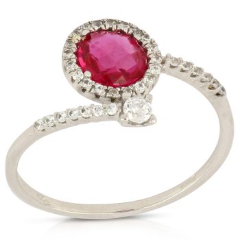 Anello contrarie' con zirconi