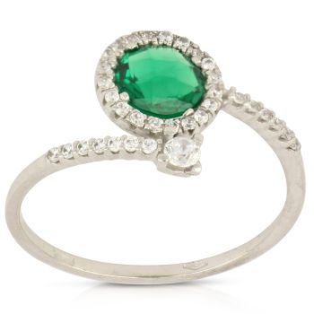 Anello contrarie' con zirconi