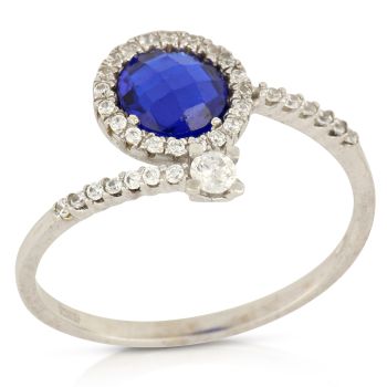 Anello contrarie' con zirconi