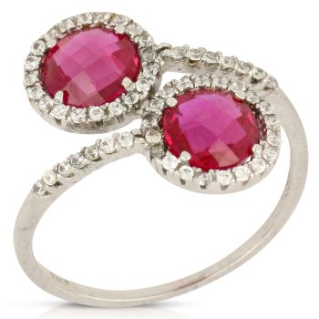 Anello contrarie' con zirconi