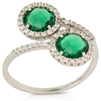 Anello contrarie' con zirconi
