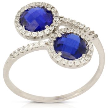 Anello contrarie' con zirconi