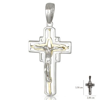 Two tone gold cross with Christ