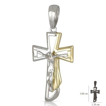 Two tone gold cross with Christ