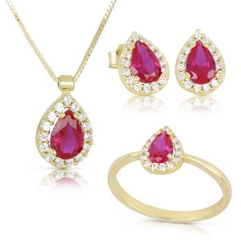 Parure goccia rossa 3 pezzi