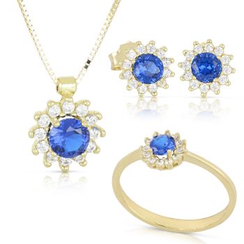 Parure toppa tonda blue 3pezzi
