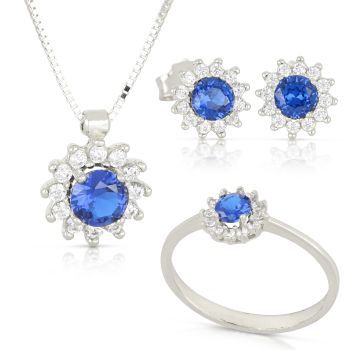 Parure toppa tonda blue 3pezzi