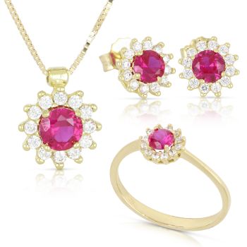 Parure toppa tonda rossa 3pezzi