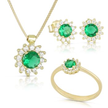 Parure toppa tonda verde 3pezzi