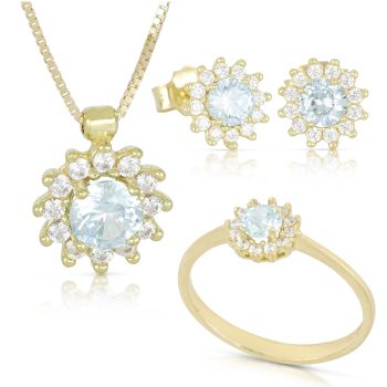 Parure toppa tonda azzurra 3pezzi