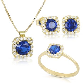 3 Pieces set - blue gem