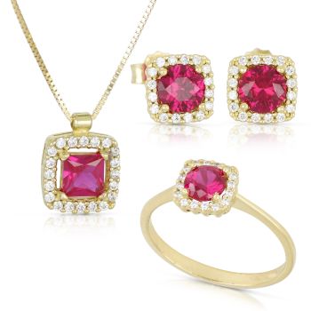 Parure quadrato rossa 3pezzi