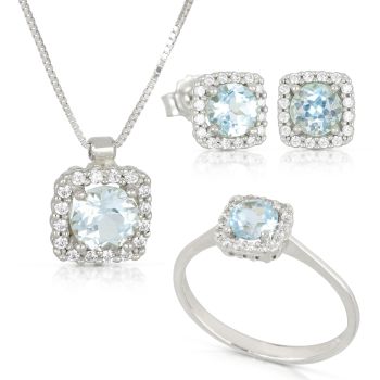 Parure quadrato azzurra 3pezzi