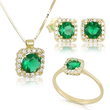 Parure quadrato verde 3pezzi