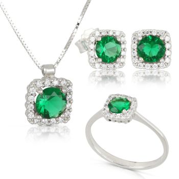 Parure quadrato verde 3pezzi