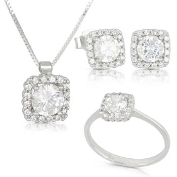 Parure quadrato bianco 3pezzi