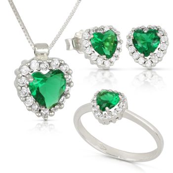 3 Pieces set - green gem