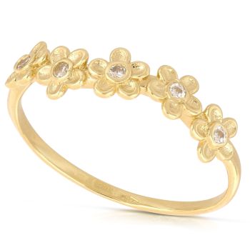 Anello 5 fiori con zirconi