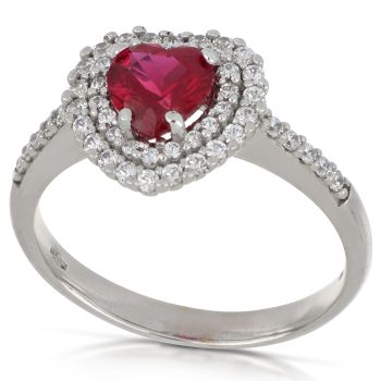 Red  gem Heart ring