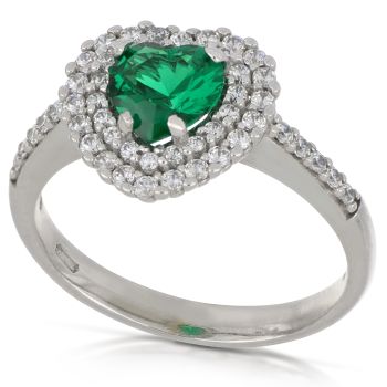 Green gem Heart ring