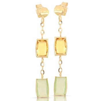 Green gem chain earrings