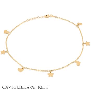 Cavigliera con cuori e stelle