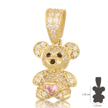 Pink heart bear pendant
