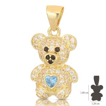 Light blue heart bear pendant