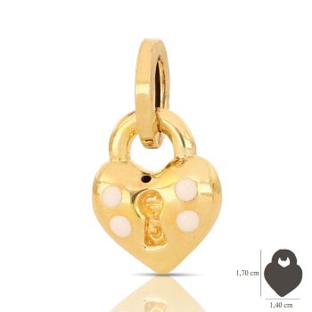 Heart locket pendant, white enamel