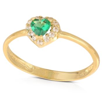 Anello con cuore verde