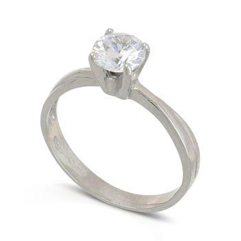Anello solitario oro bianco