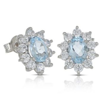 Orecchini con pietra azzurra oro bianco,