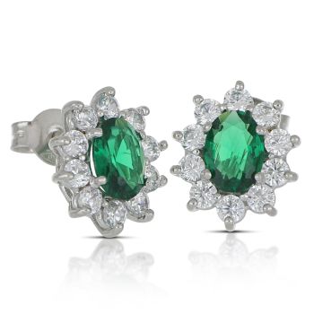 Orecchini con pietra verde oro bianco, m