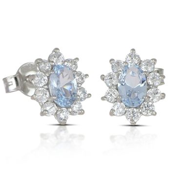 Orecchini con pietra azzurra oro bianco,