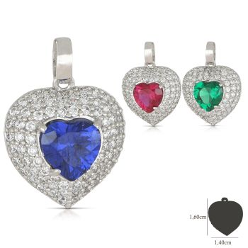 Pendente Cuore, pietre rosse