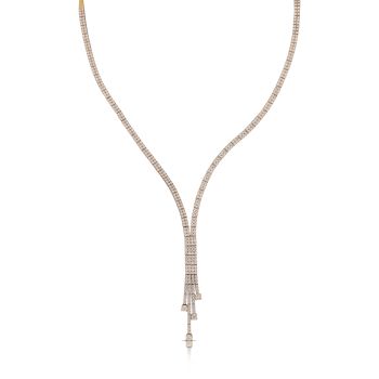 Girocollo tennis Y 2 fili con zirconi