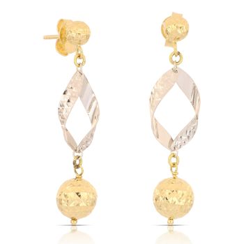 Orecchini pendenti martellati bicolore