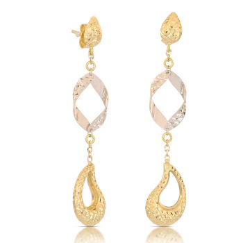 Orecchini pendenti martellati bicolore