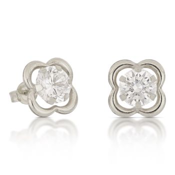 Orecchini punto luce quadrifoglio bianco