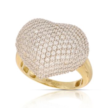 Anello cuore pave' bianco