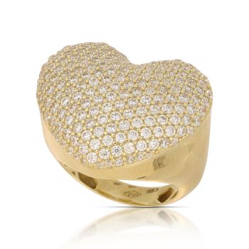 Anello cuore pave' giallo