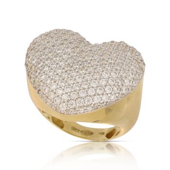 Anello cuore pave' bianco